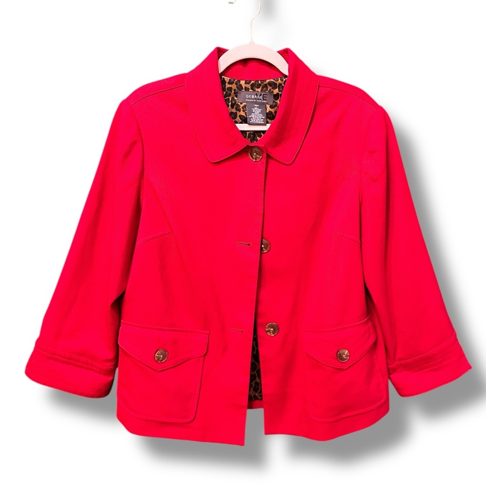 George Designs by Mark Eisen Red Pea Coat. Size Large